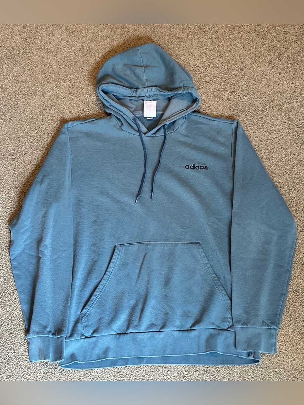 adidas Blue Hooded Pullover Sweatshirt Women’s Size L Pocket
